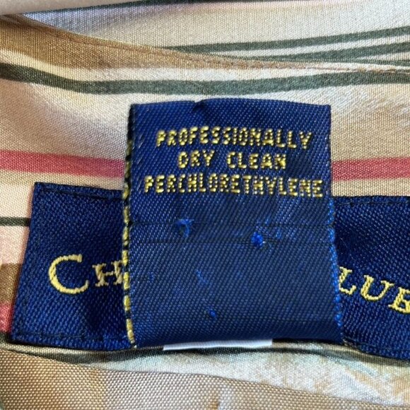 Charter Club Multicolored Striped Silk Button Back Sleeveless Top - Size 12 - Picture 5 of 5